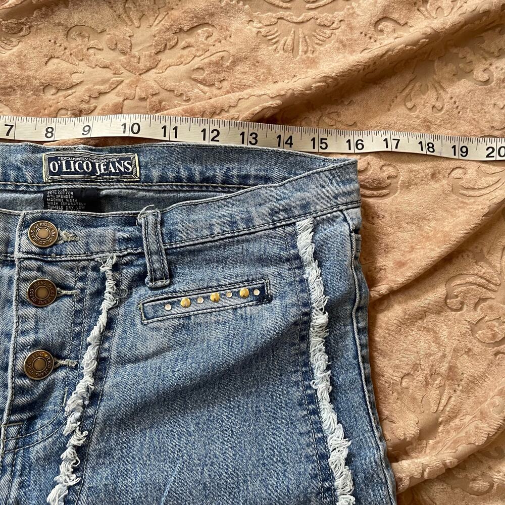 Vintage y2k rhinestone heart‎ detail wide leg jeans size 10 - Picture 8 of 9